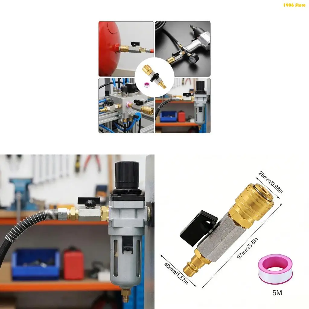 

U1JB Compressed Air Stopcock 1/4inch Compressed Air Quick Release Coupling Copper Compressed Air Filling Adapter Equipment
