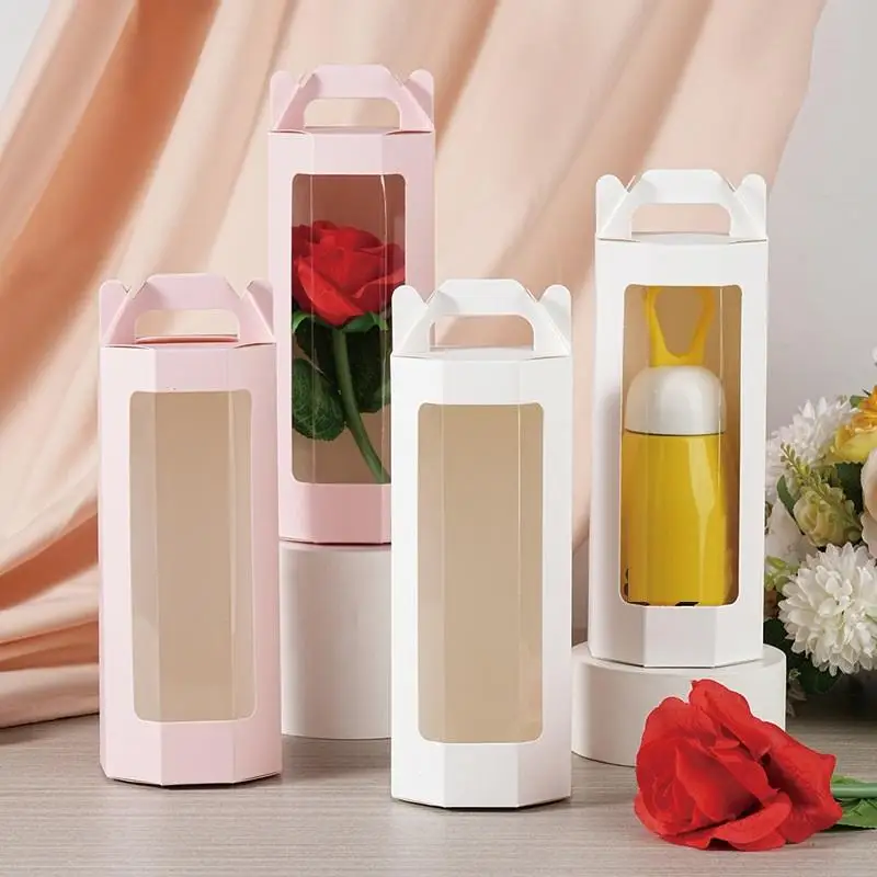 

10pcs Fashionable Octagonal Clear Window Gift Boxes For Flowers And Gifts, Birthday Wedding Valentine's Day