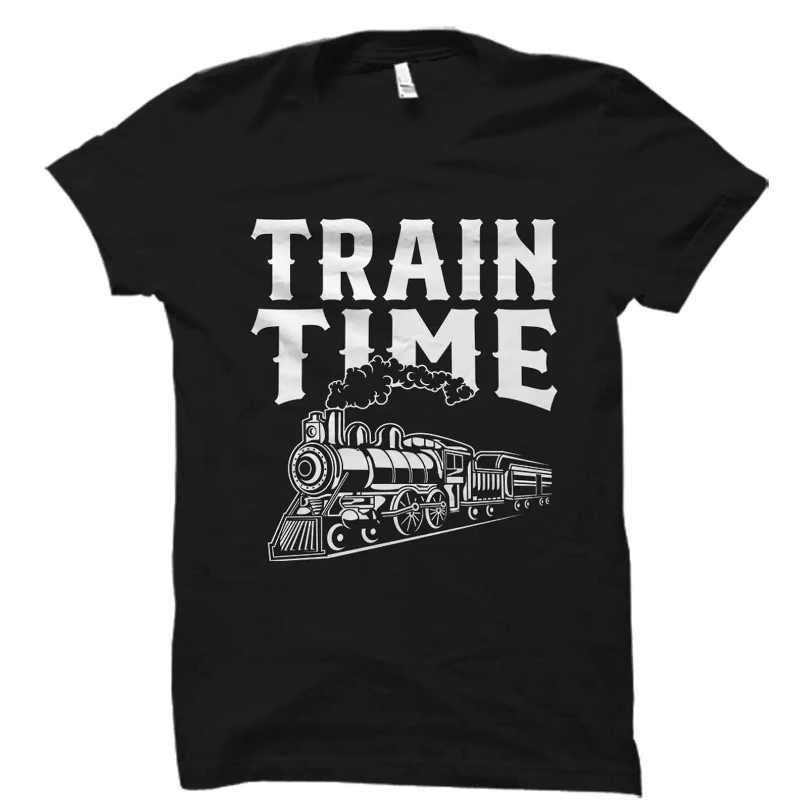Train Time T Shirt Vintage Steam Locomotive Railroad Enthusiast  vintage Washed Versatile designer clothes Soft graphic