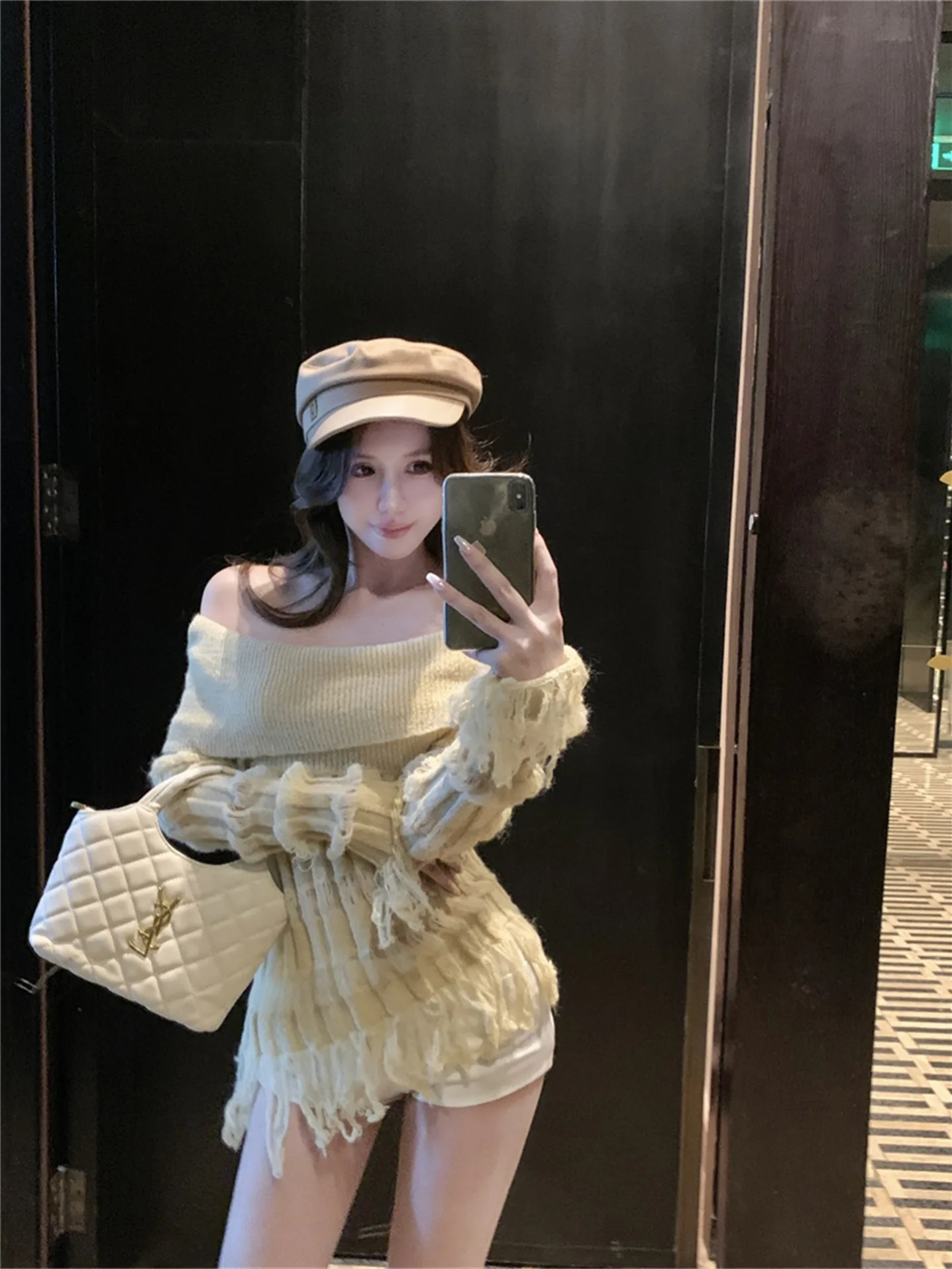 Damen Hollow Out Slim Fit Long Sve Sweater Oulder Braid Winter Faion Casual Sle Mid-Length Base Irt