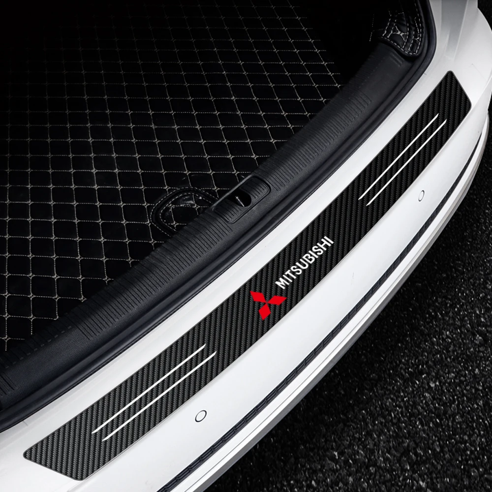 1Pcs New Carbon Fiber Car Styling Trunk Load Edge Emblem Stickers For Mitsubishi l200 Xpander Pajero 4 Montero  Attrage Montero