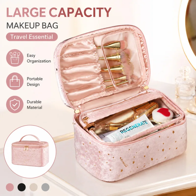 Makeup Bag Skincare Storage Bag Business Trip Travel Toiletry Bag Portable Velvet Cosmetic Storage Bag