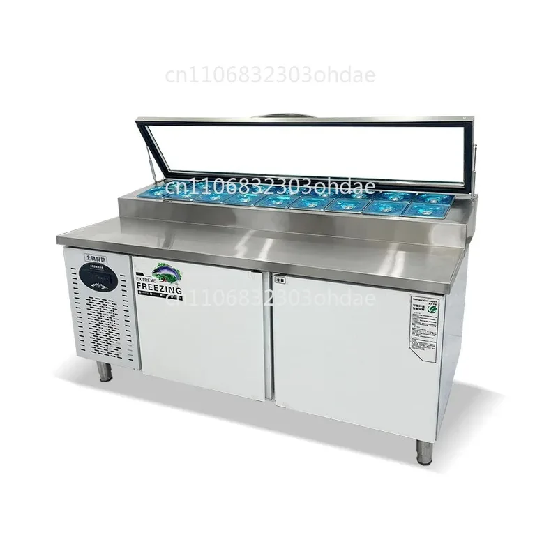 

Высококачественный коммерческий стол для приготовления сэндвичей с холодильником, стеклянной витриной и прямым охлаждением, рабочая поверхность для пиццы, холодильный шкаф