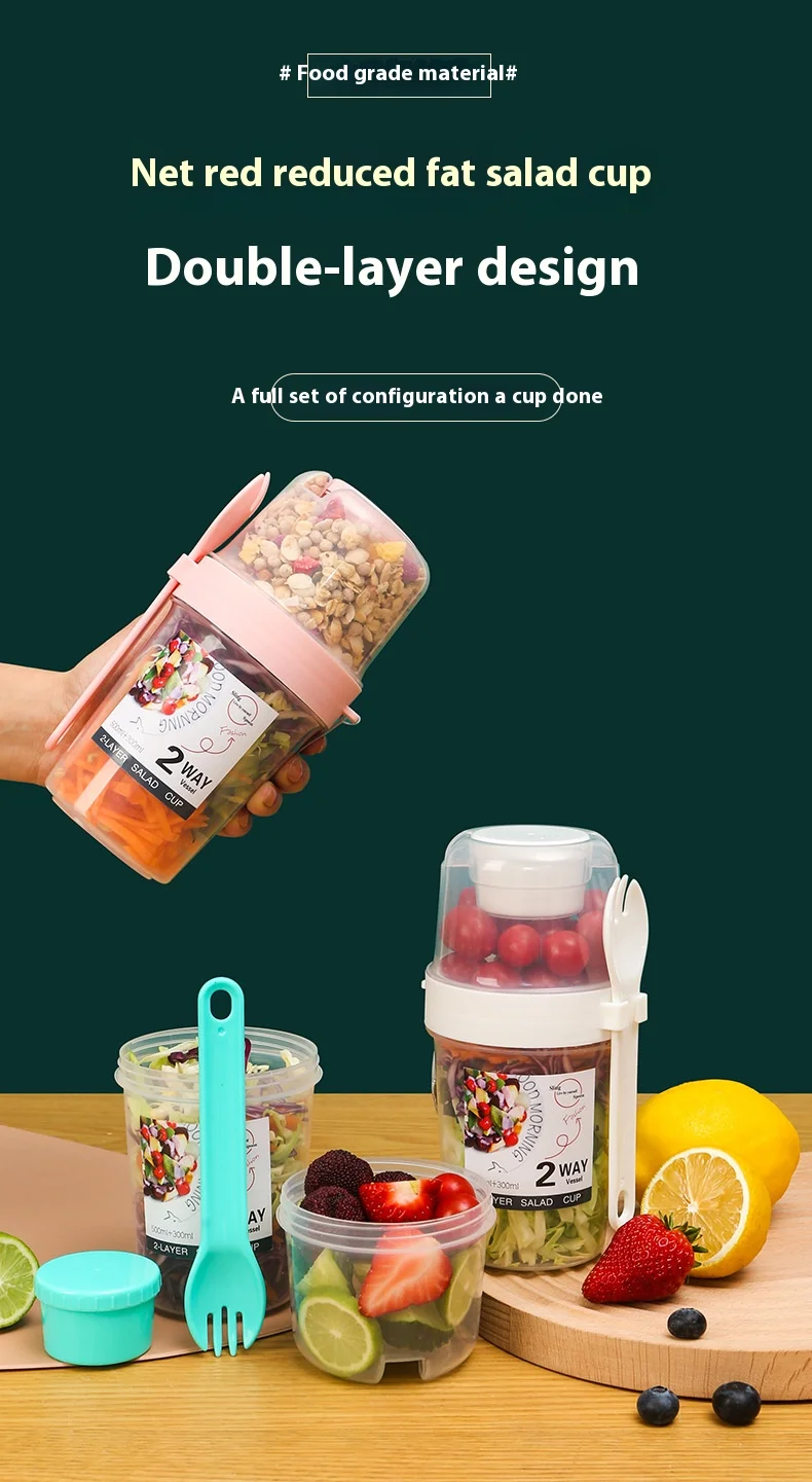 SoftAura Frühstücks-Becher für unterwegs, Salatbecher, Joghurt- und Overnight-Oats-Snackbehälter, Parfait-Behälter, Dressing-Halter, Neu 2026 – Detail 1