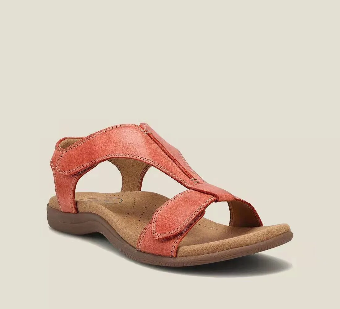 Neue Sommer-Sandalen für Damen mit dicker Sohle und Keilabsatz, leichte und bequeme Schuhe mit Klettverschluss, Leder-Patchwork-Sandalen – Detail 3