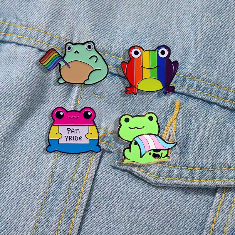 Cartoon Rainbow Pride Frog Enamel Pin Gay Badge Cute Animal Brooch Couple Backpack Pin Fashion Clothes Bag Accessories