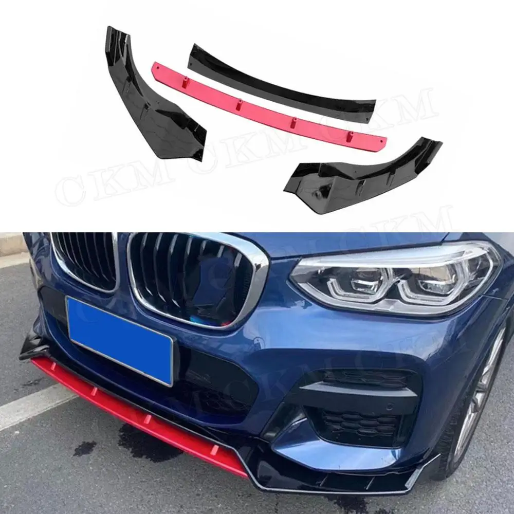 

CKMUUER карбоновый передний бампер автомобиля, спойлер для подбородка для BMW X3 G01 X4 G02 M Sport 2019-2021, глянцевый черный передний бампер для губ