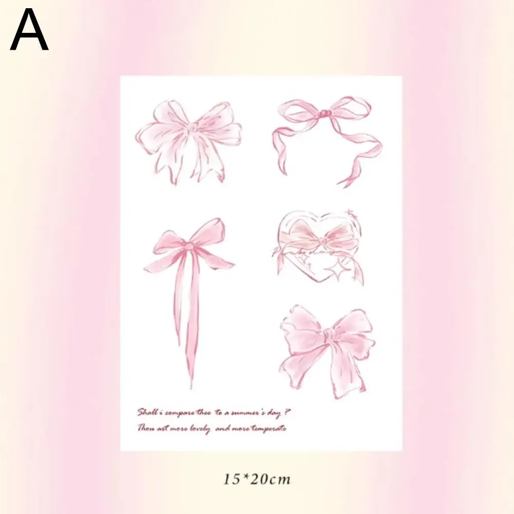 Tatuajes con lazo para mujer, tatuajes falsos impermeables y duraderos, cadenas de corazón de encaje rosa Sexy, tatuajes temporales artísticos, pegatina F0v7