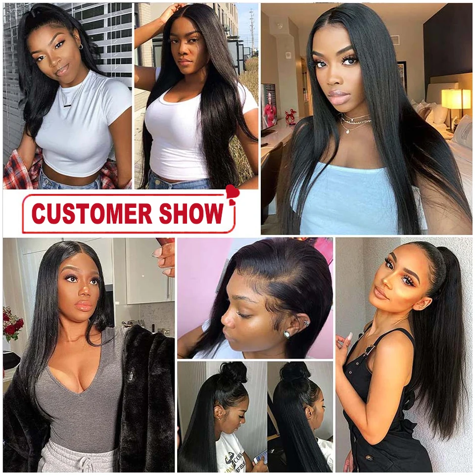 13X4 Lace Front Wig Bone Straight 180% Density Brazilian Remy Human Hair Wigs For Black Women Pre Plucked Lace Frontal Wigs image 6