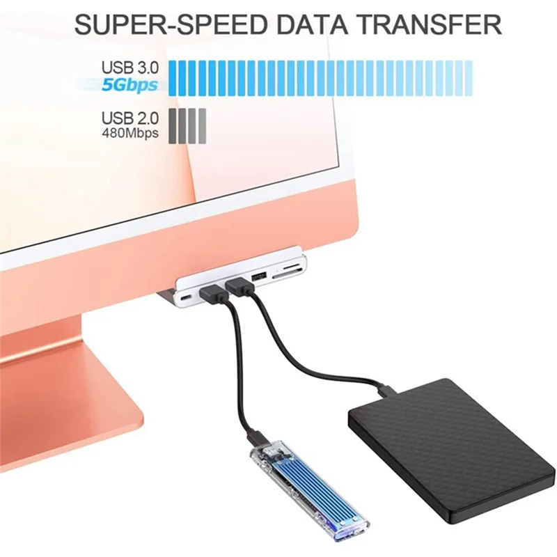 

BISM1 6 в 1 Type-C USB C Hub TF SD Card Reader для IMac iPad Hub Док-станция USB C для ноутбуков Поддержка SD TF-карты