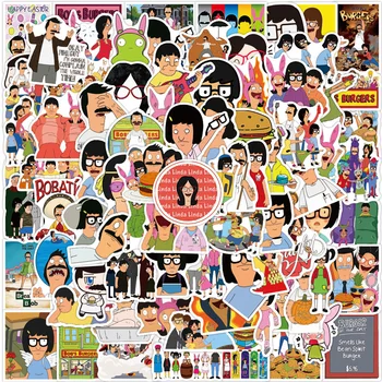 10/30/50/100 Uds. Pegatinas divertidas de dibujos animados de película Bobs Burgers para ordenador portátil monopatín tableta coche Graffiti PVC pegatinas para niños juguetes
