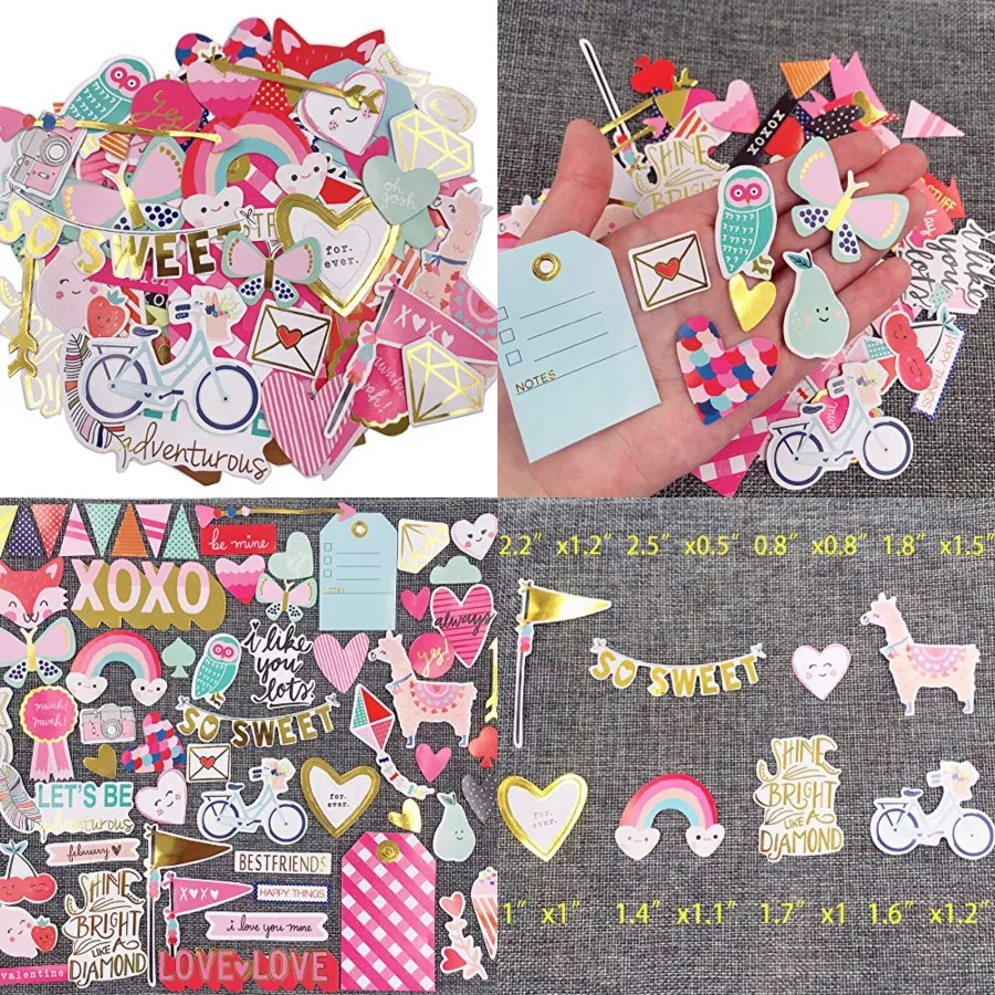 

80pcs Love-Themed Cardstock Stickers with Decorative Masking Design for Personalizing Laptops Scrapbooks Daily Planners and DIY