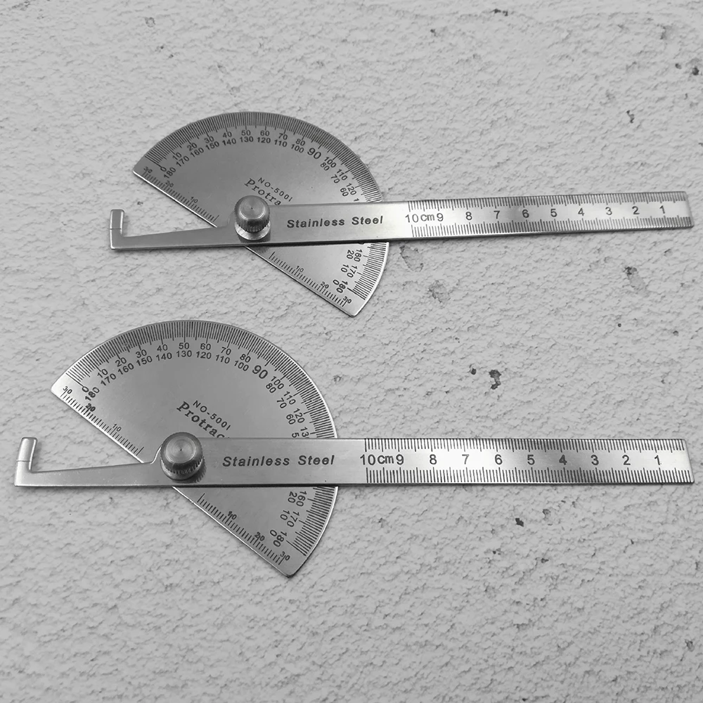 1PCS 100mm Stainless Steel 180 Protractor Angle Meter Measuring Ruler Rotary Mechanic Tool Ruler Protractor