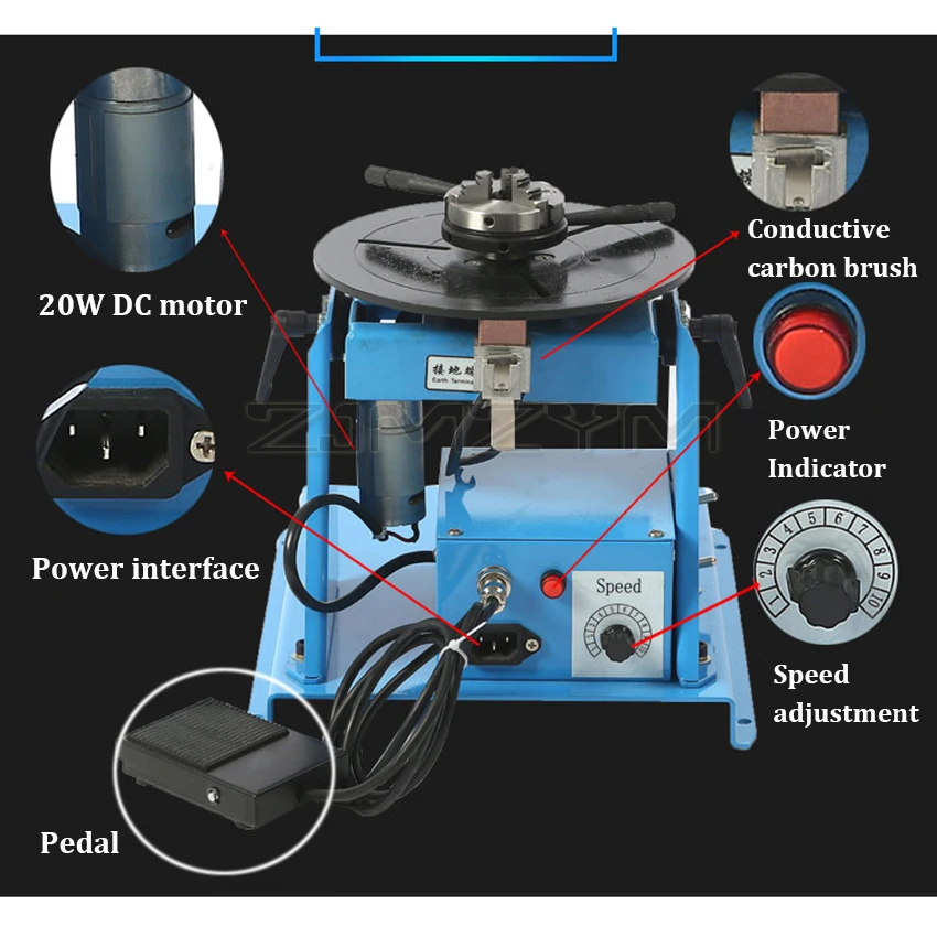 10KG Rotary Welding Positioner Turntable Table 110/220V High Positioning Accuracy Suitable for Cutting, Grinding, Assembly