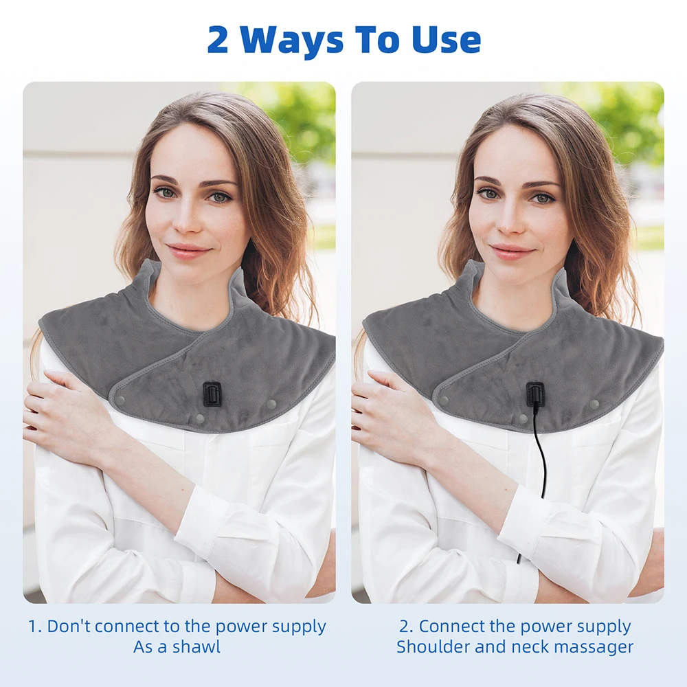 Electric Neck And Back Shoulder Massage Shawl Shoulder Vibration Massager Heating Scarf Keep Warming Shoulder Back Warmer Pad