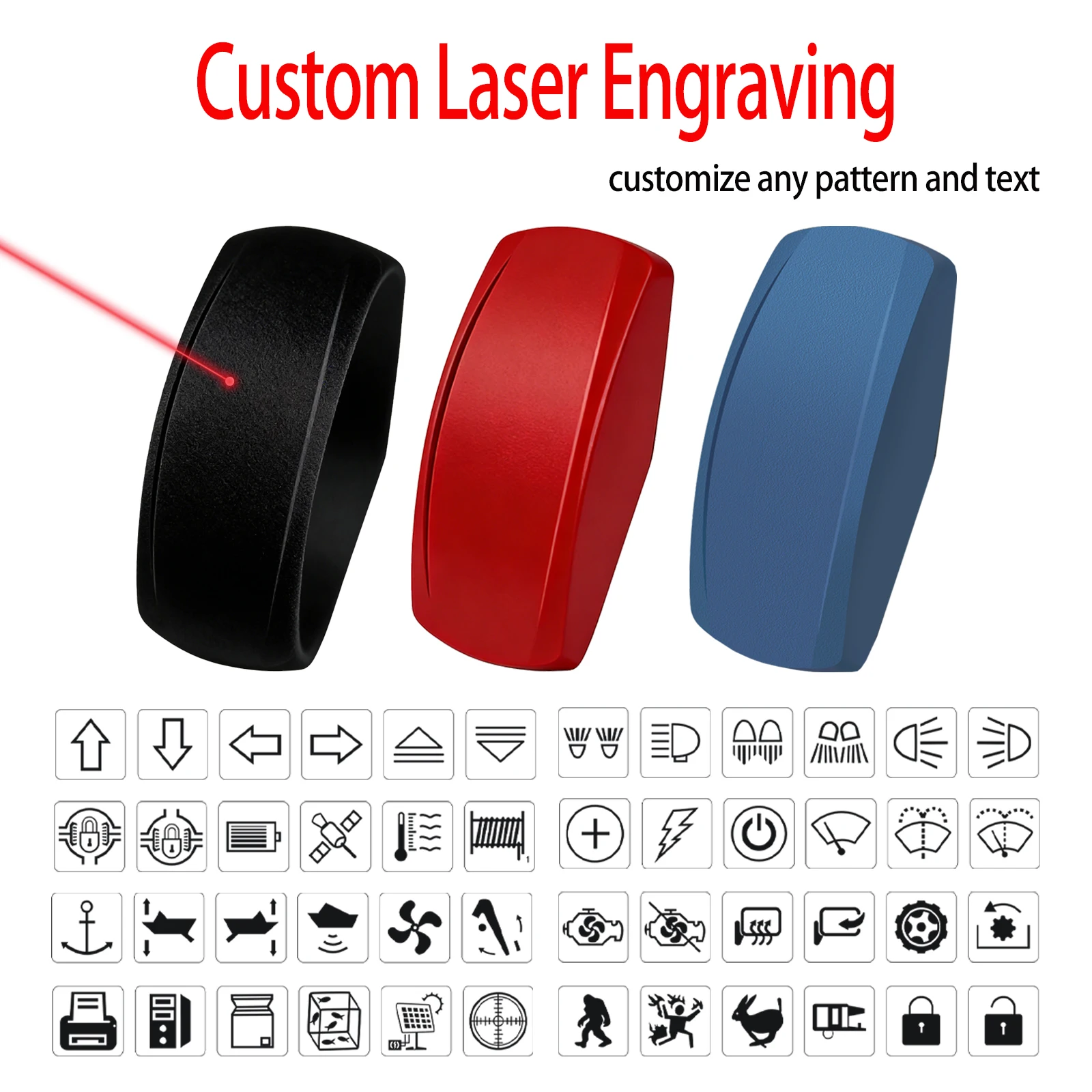 Custom DIY Laser-Engraved Rocker Switch Covers for Carling Narva Contura Style Switches 12-24V Marine Boat Car ATV RV Truck Jeep
