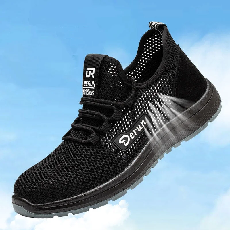 men casual steel toe covers safety shoes breathable mesh insulated shoe summer working sneakers worker security boots protection