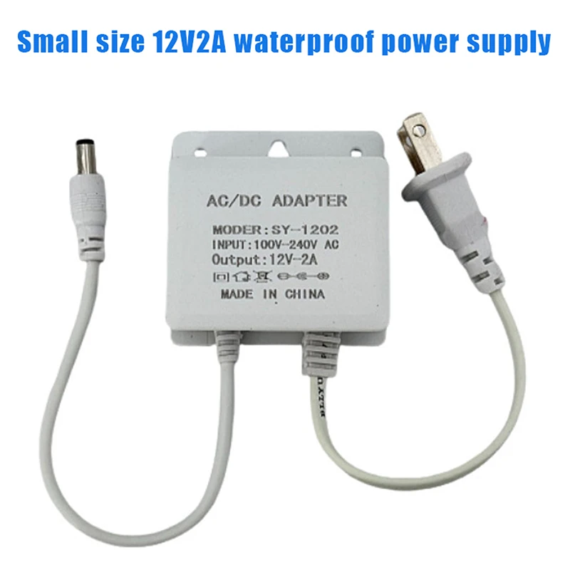 [1Pcs EU/US Plug DC12V 2A Waterproof Power Adapter For CCTV Security Surveillance AHD Camera Charger NVR DVR Input AC100V-240V