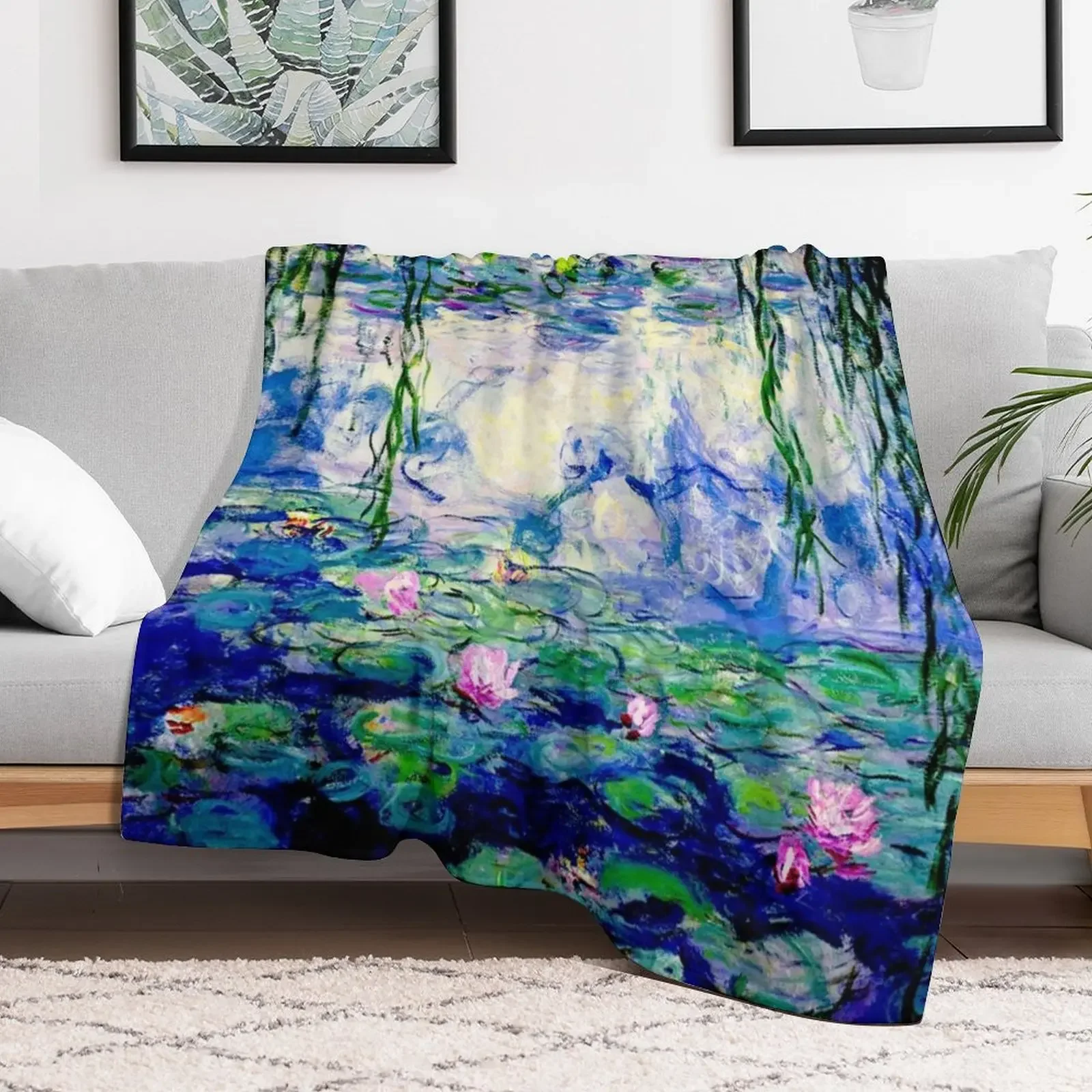 Claude Monet Water Lilies Landscape of Water and Reflection Throw Blanket Hairys for sofa Softest Blankets