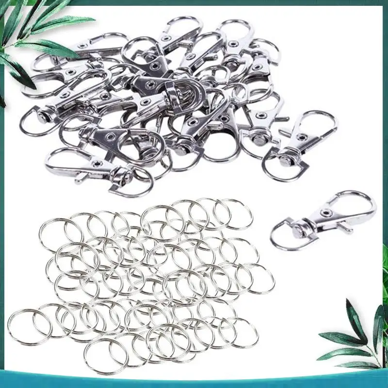 YSS-60 Pcs 20Mm Outside Dia Universal Split Key Rings Keychain Holders & 20Pcs Metal Lobster Trigger Keychain 35Mm(2Set)