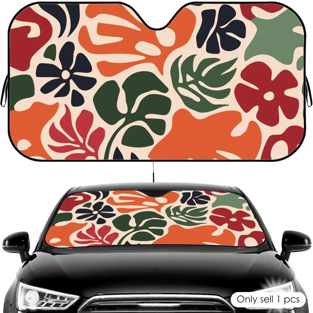 Abstract Boho Wildflowers Sun Visor Foldable Universal Car Windshield Sun Shade UV Protection Heat Insulation Foldable Cover