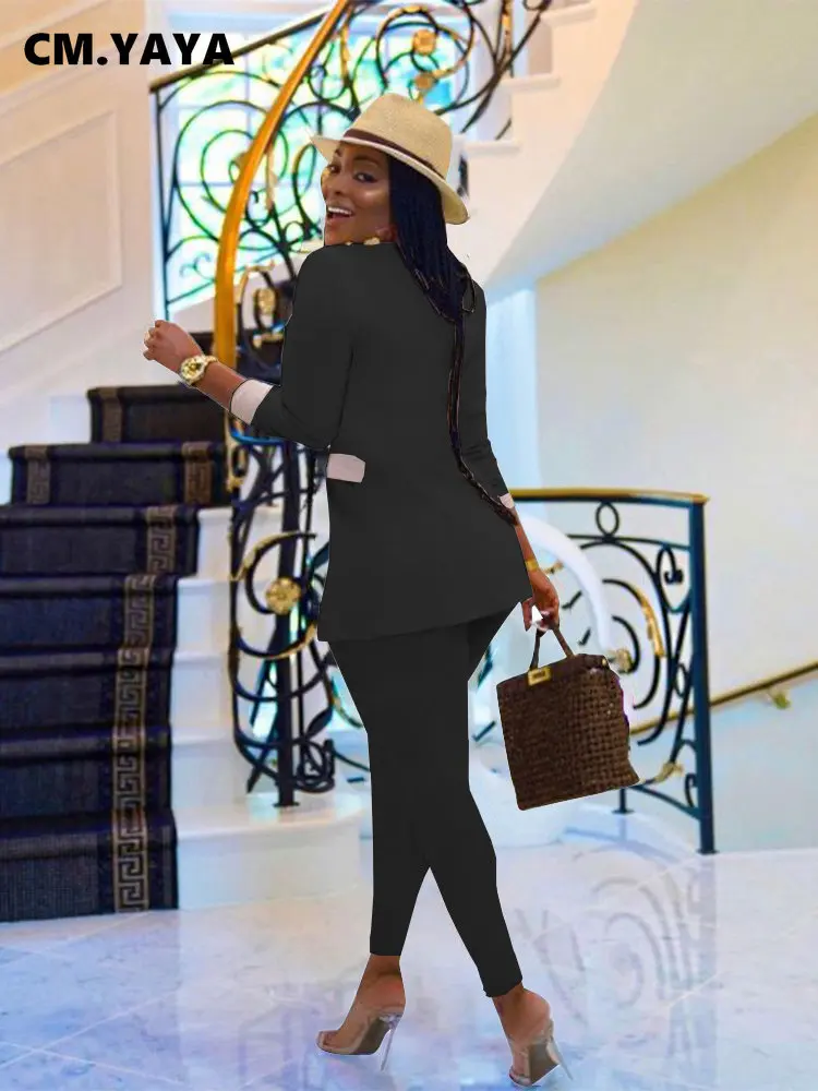 CM.YAYA Elegant Suits Women Corset Blazer and Legging Pants