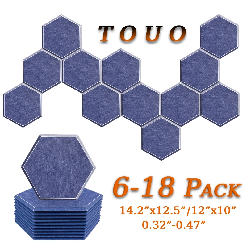 

TOUO 6/12/18 Pcs Flame-Retardant Acoustic Panel Sound Absorbing Material Soundproof Ceiling Offices Acoustic Treatment