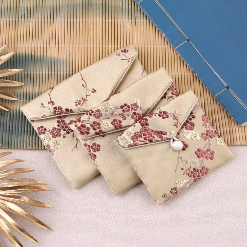 Fashion Satin Jewelery Bag Buckle Embroidered Wallet Chinese Style Purse Jewelery Storage Bag Birthday