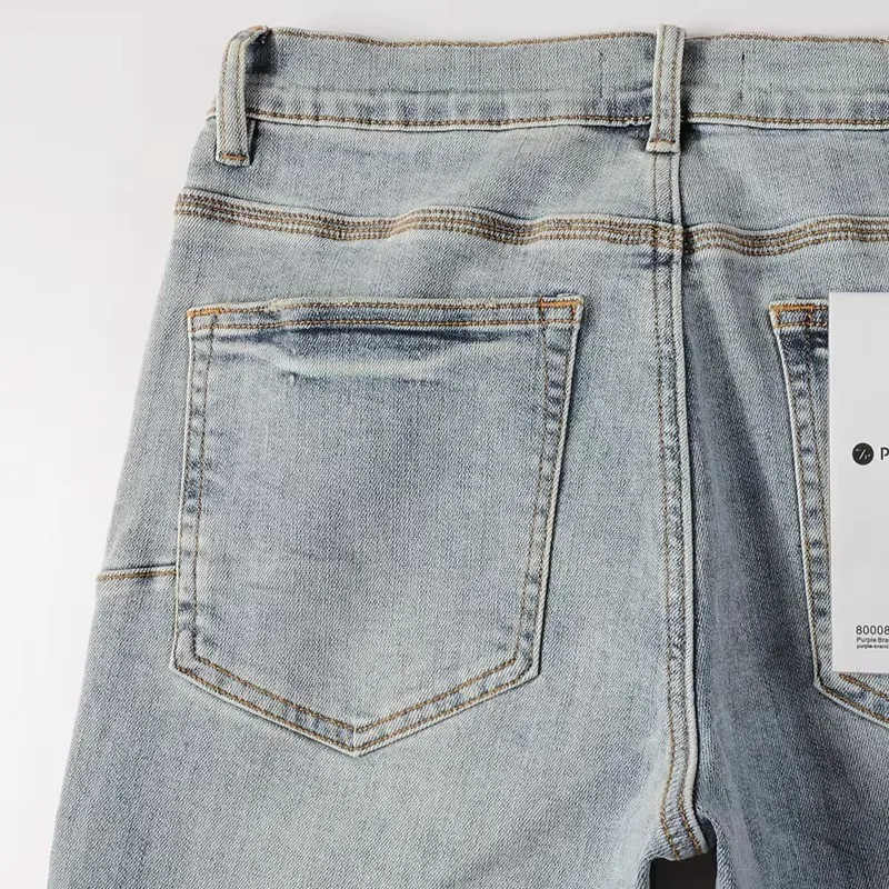 Pantalones vaqueros de marca de moda, pantalones vaqueros ajustados de tiro bajo con revestimiento de calle superior de alta calidad, reparación de plata