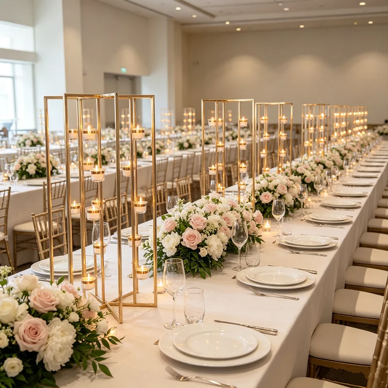 5PCS Elegant Metal Candelabra with Glass Cup, Gold Silver Candle Holder, Wedding Birthday Table Centerpiece Stand, Home Party Ba