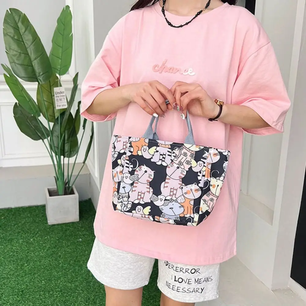 Portable Large Capacity Cartoon Graffiti Handbag Multifunctional Fashion Printed Handbag Denim Fabric Nylon Leisure Handbag Gift