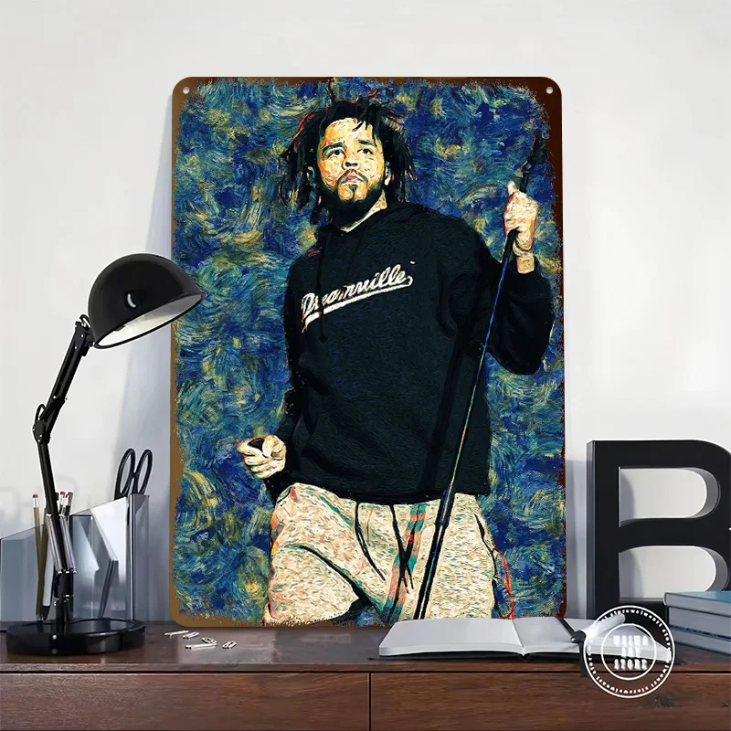 J Cole Personalized 3D Textured Metal Poster Wall Art Tinplate Sign for Decoration Garage Accessories Home Decorations Wand Deko