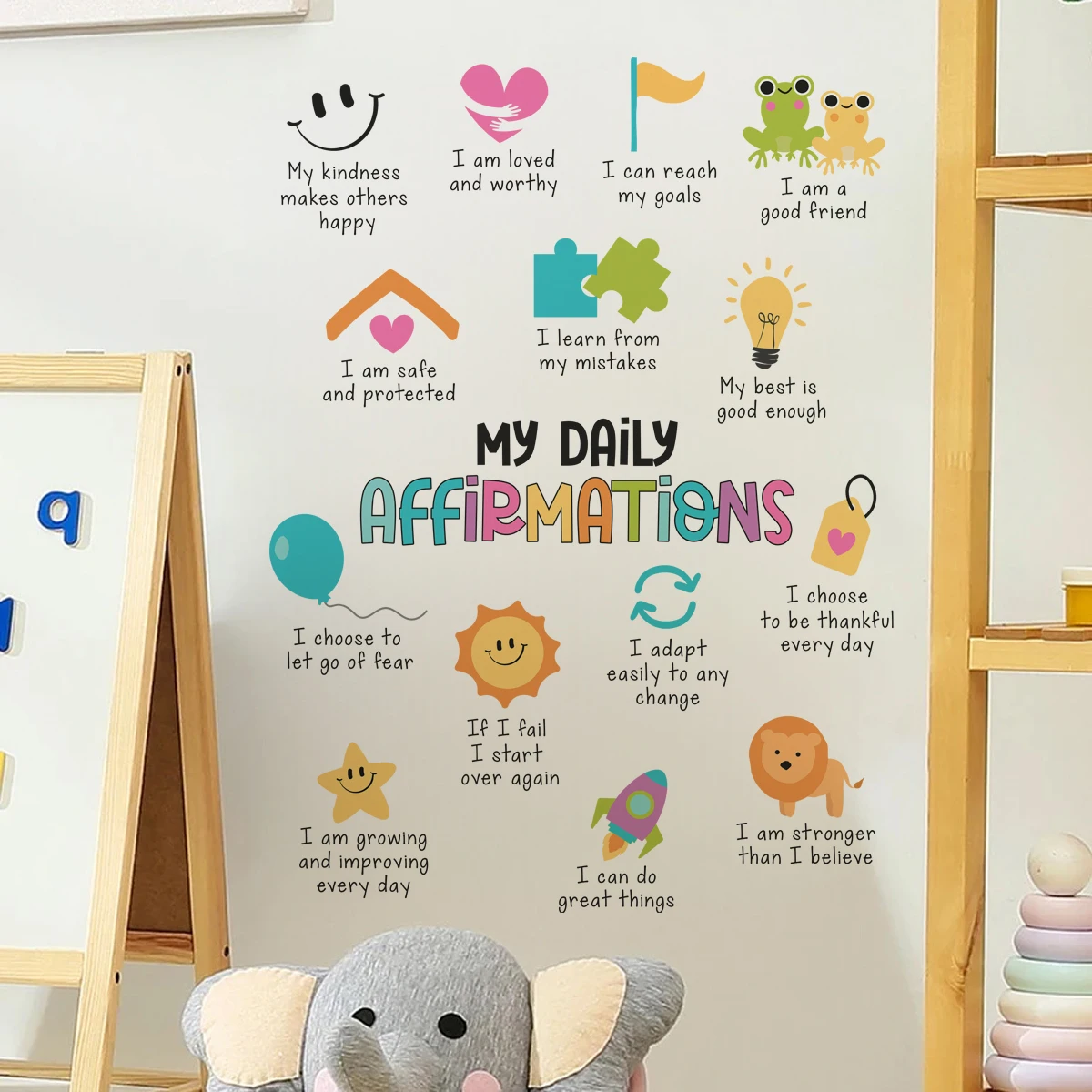 

English Daily Affirmations Positive Growth Mindset Wall Sticker Child Room Wall Art Decal Kids Room School Classroom Home Decor