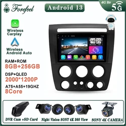 QLED Screen Android13 DVD For Hummer H3 1 2005 - 2010 NO 2DIN Stereo Multimedia Car Player Head Unit GPS Navigation Stereo Radio