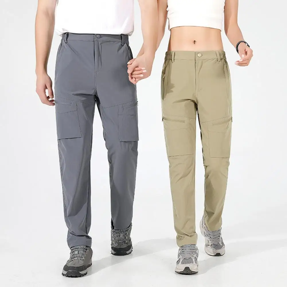 Pantalones largos impermeables para exteriores, pantalones de escalada de secado rápido con múltiples bolsillos para viajes, pantalones Unisex de pierna ancha con elástico