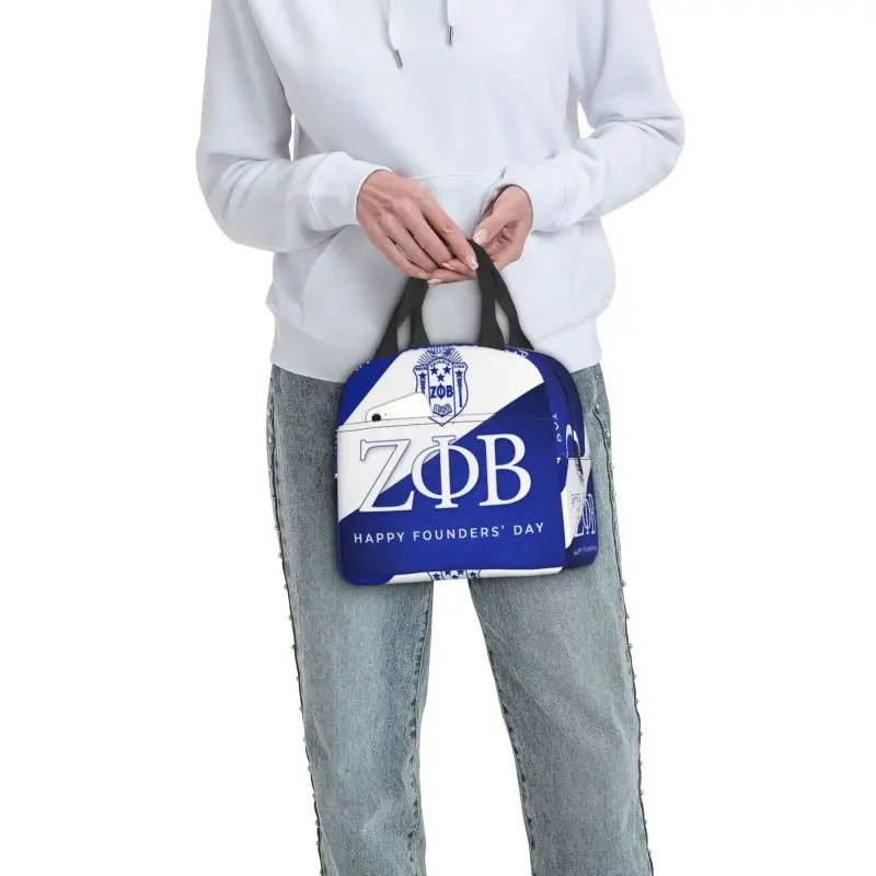 مخصص زيتا فاي بيتا اليونانية رسالة 1920 حقيبة الغداء المرأة برودة الدافئة معزول صناديق الغداء لمكتب الكبار #6