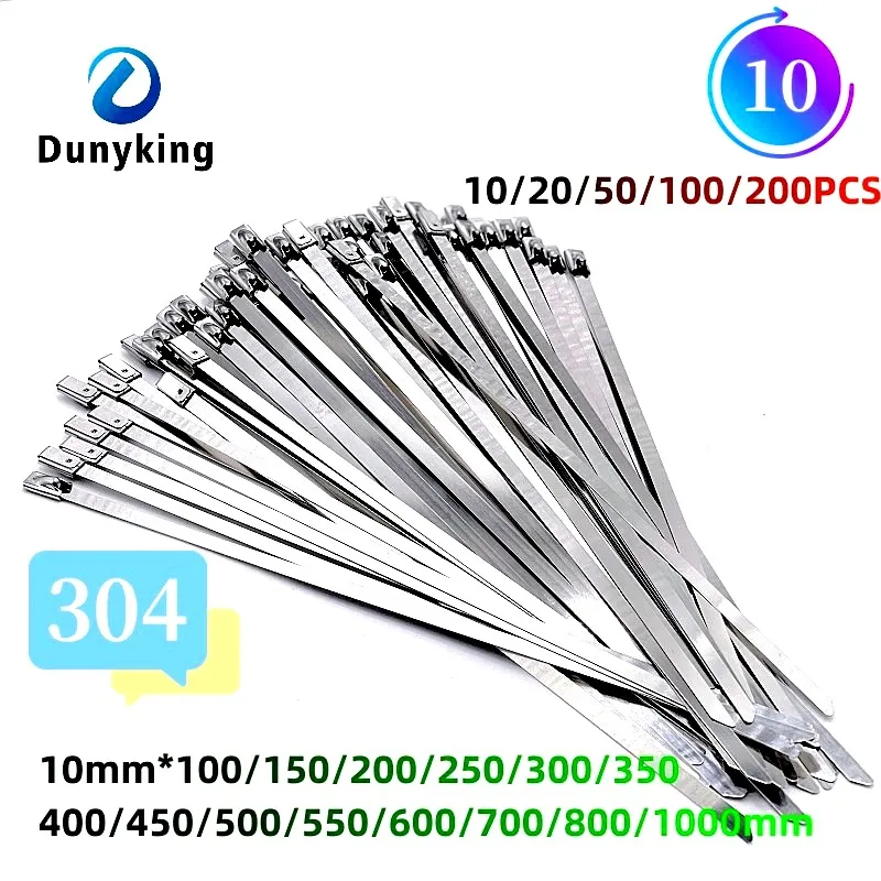 10 20 50 100 200 Pcs 10mm 0.39 inch 304 Stainless steel cable twist tie lock metal zip wrap coated metal detectable cable tie