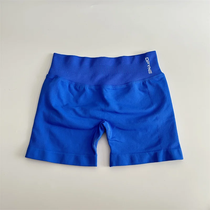 Dfyne pantalones cortos de impacto con logotipo, banda BAJA acanalada, Yoga, Scrunch sin costuras, entrenamiento, gimnasio, pantalones cortos elásticos para glúteos, pantalones cortos para correr