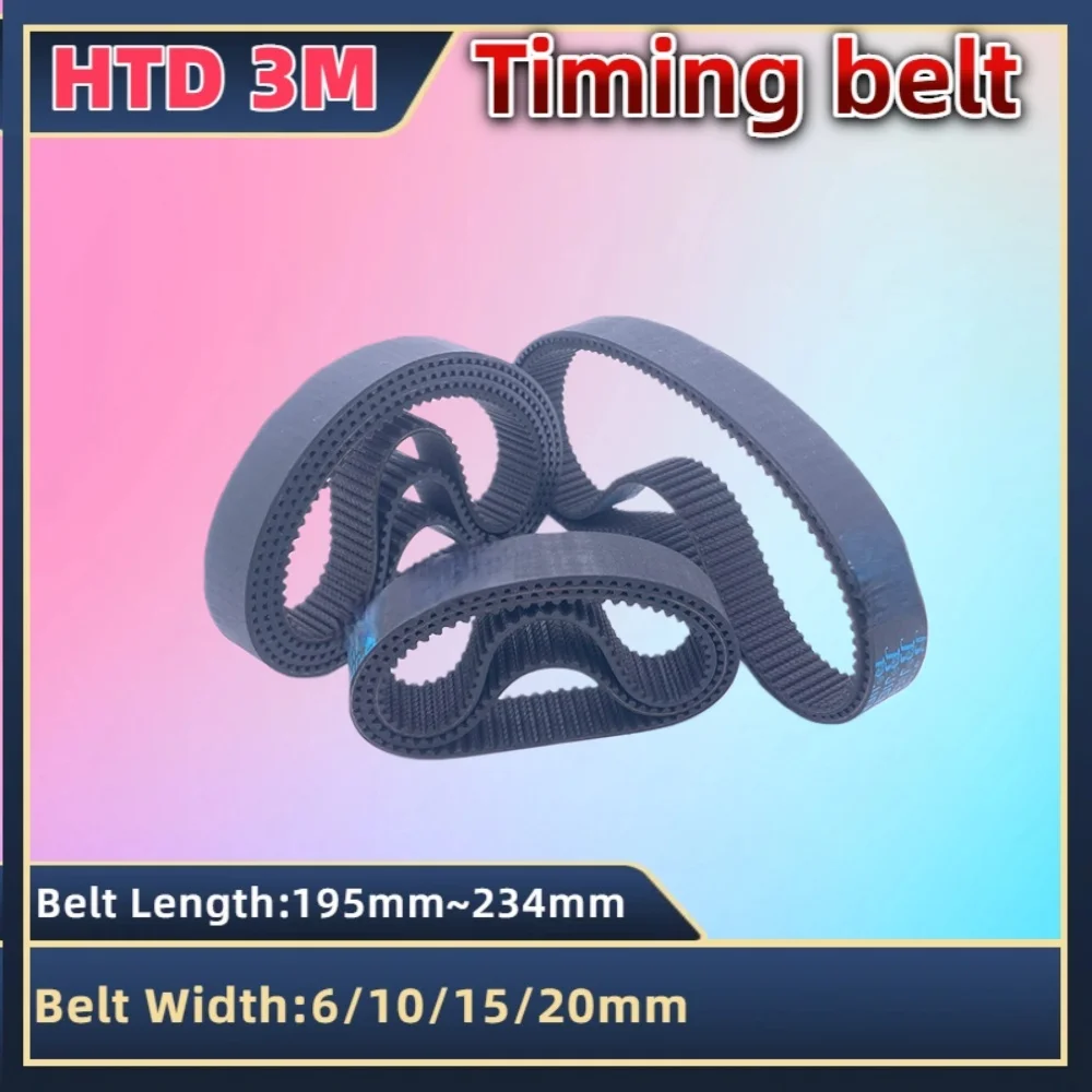 

HTD 3M Timing Belt Length 195 198 201 204 207 210 213 216 219 222 225 228 231 234mm Belt Width 6-20mm HTD 3M Closed Loop Belt