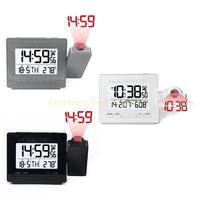 QX2E Auto Setting Projection Clock With Radio Temperature Customizable Alarms For Bedroom Living Room