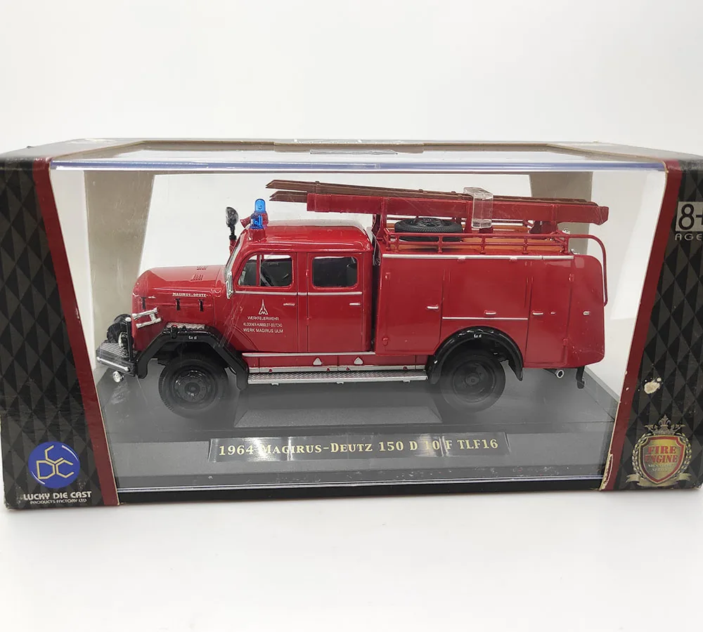 Diecast escala 1:43 Road Eagle 1964 MAGIRUS-DEUTZ 150D10FTLF16 motor de bomberos coche en miniatura de aleación juguete coleccionable regalo exhibición de recuerdo