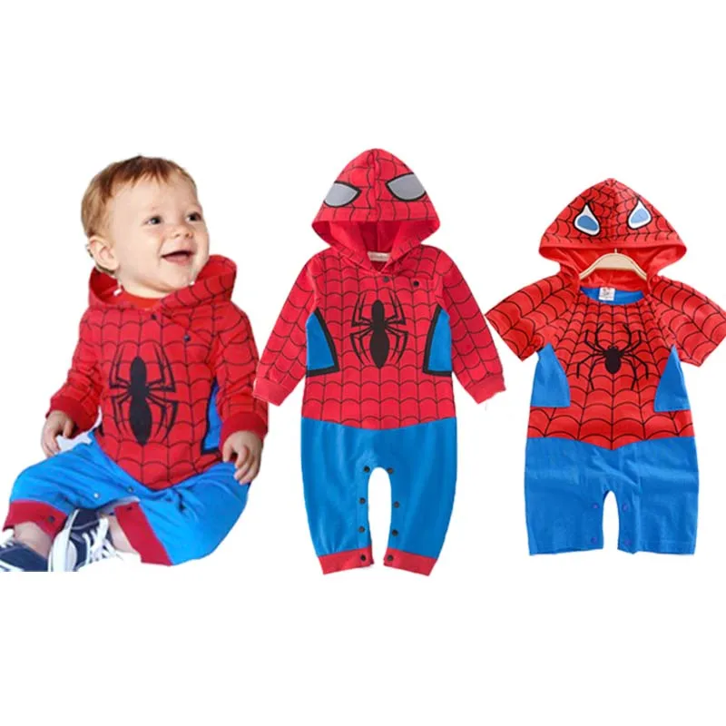 Superbohater Spiderman przebranie na karnawał Romper niemowlę Baby Boy body Anime do odgrywania ról kombinezon z długim rękawem ubrania na Halloween