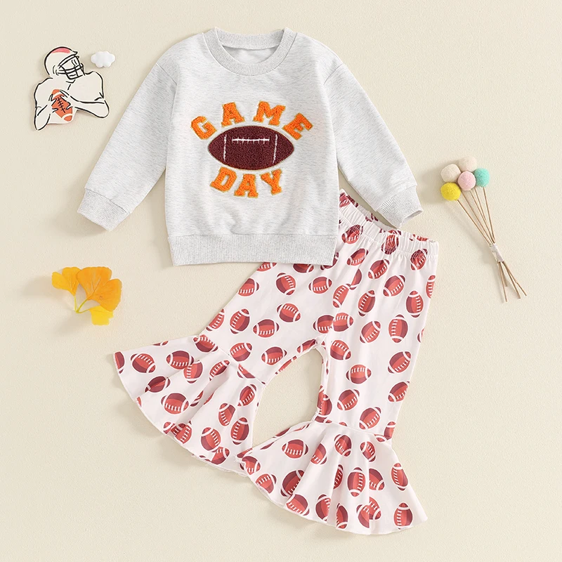 Toddler Girl Spring Autumn Clothes Rugby Print Tops Pants Set 2PCS Outfit Kids Clothes Children's Clothing