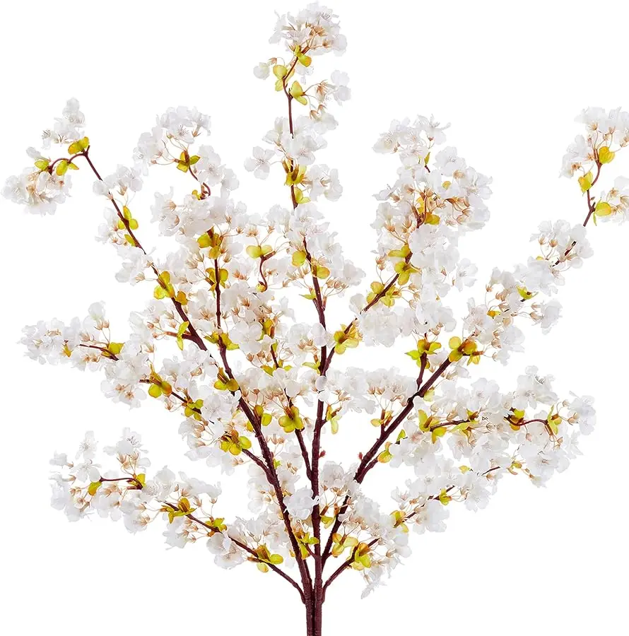 

Artificial Cherry Blossom Branches Silk 39 Inch Faux Cherry Flowers Peach Tall Stems for Home Wedding Bedroom Table Japanese Rea