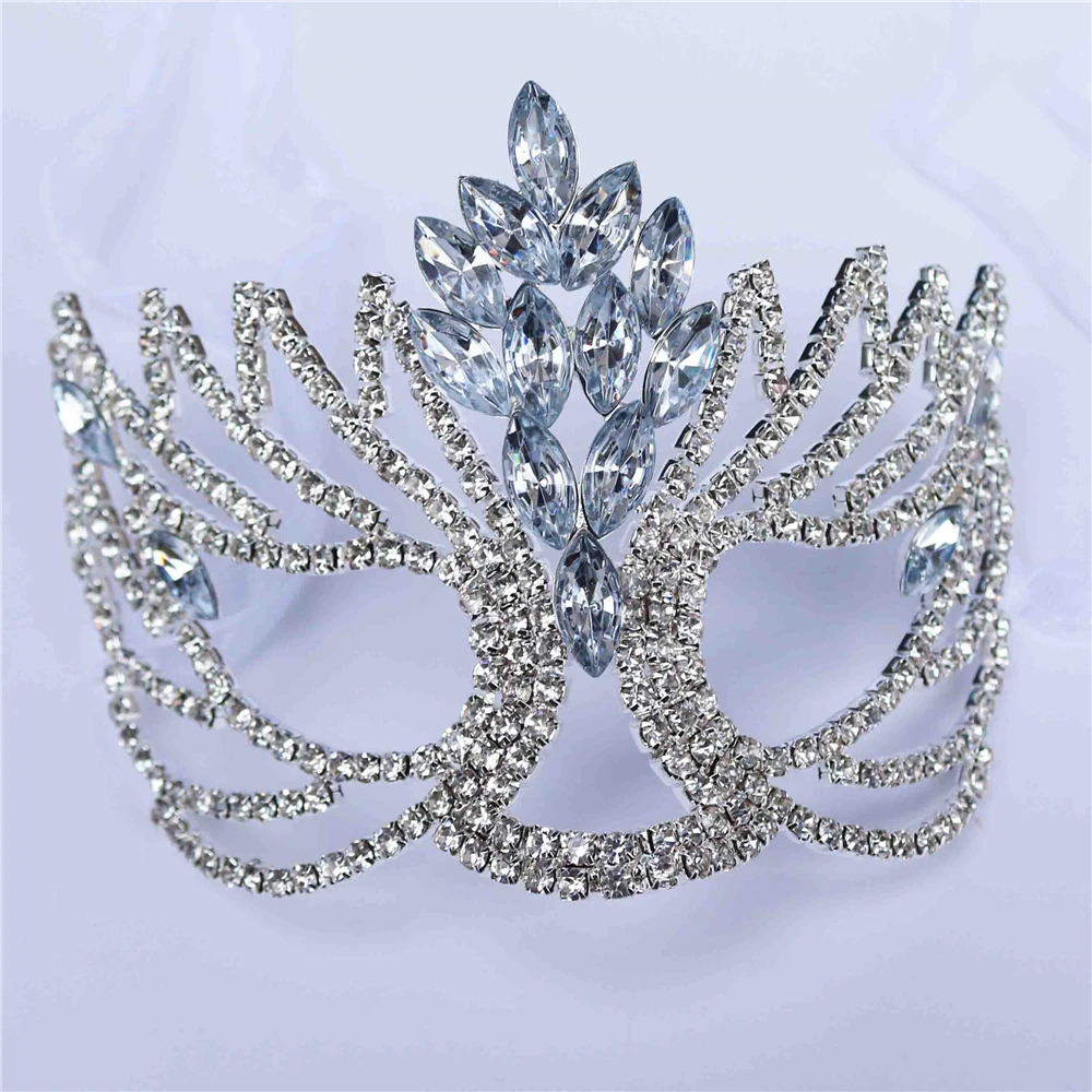 

New Luxury Bling Crystal Zircon Masque Halloween Masquerade Shining Rhinestone Hollow Half-Face Phoenix Mask Ladies Jewelry Gift