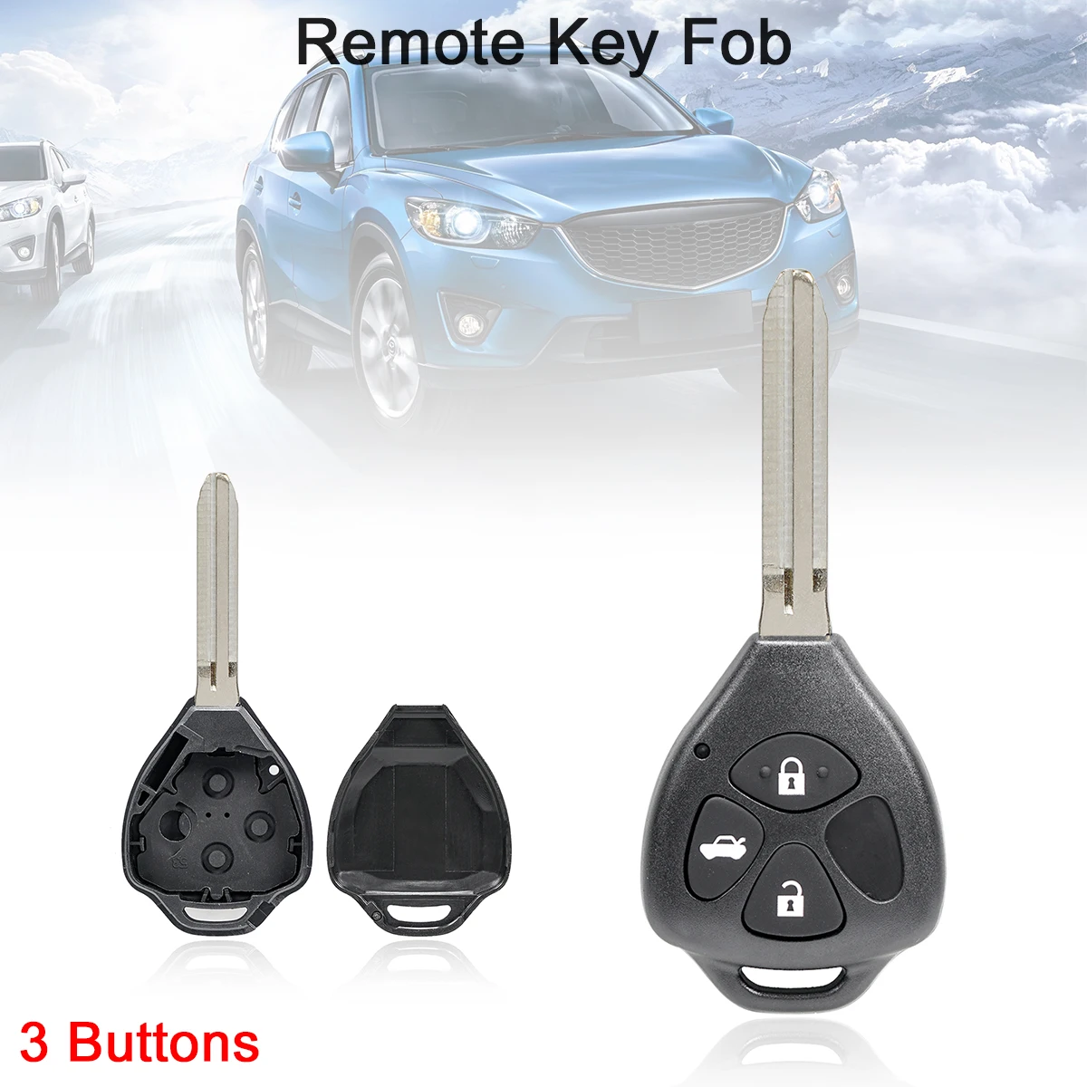 3 Buttons Car Remote Key Shell Automobile Key Case Replacements Fit for Toyota Corolla Camry RAV4 Crown Avalon- Venza- Matrix-