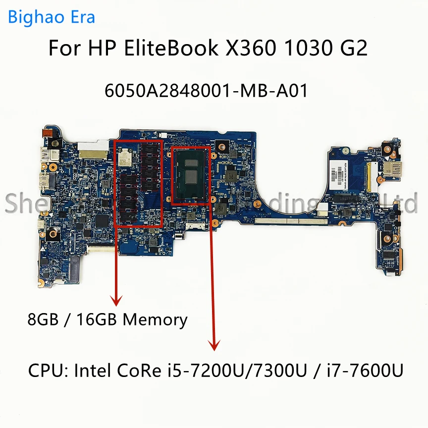 6050A2848001-MB-A01 For HP EliteBook X360 1030 G2 Laptop Motherboard With i5-7200U i7-7600U CPU 8G/16G-RAM 920053-601 920054-601