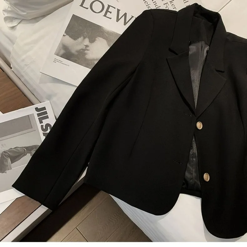 Pink Short Suit Jacket Women's Casual Style Korean Version Spring New High Quality Feeling Polyester Fiber 100% Ladies Coat