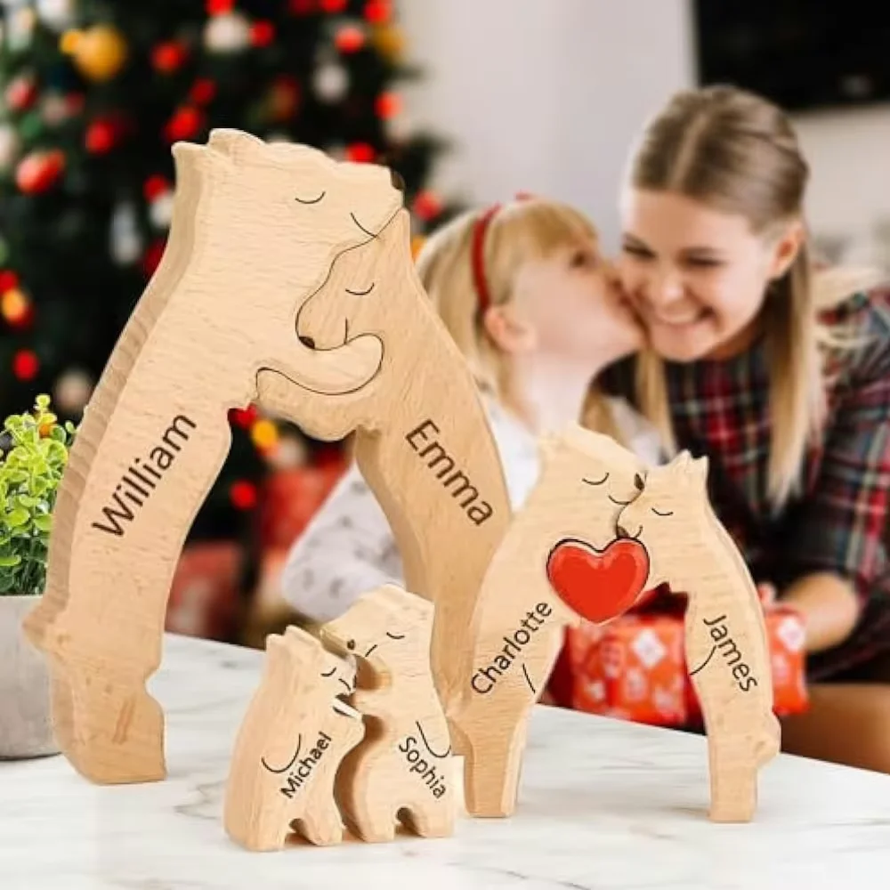 Puzzle in legno di alta qualità orso creativo decorazione animale cane tema arte cuore Puzzle scultura ornamento regali perfetti di natale