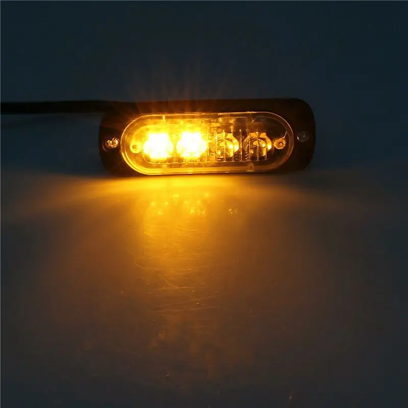 16Pcs 4 Led Amber Recovery Strobe Lights 12V 24V Orange Grill Breakdown Flashing